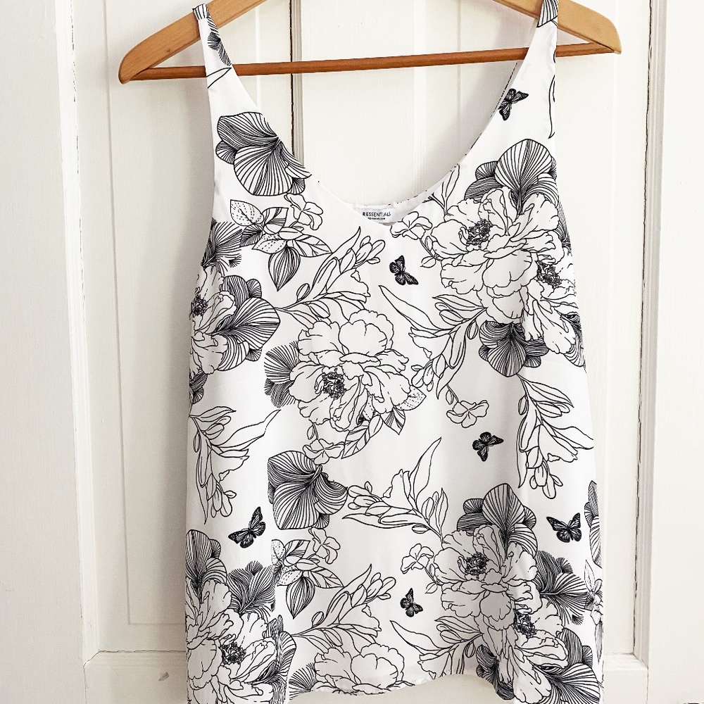 Reitman's Essentials Black and White Print Camisole (Reversible)